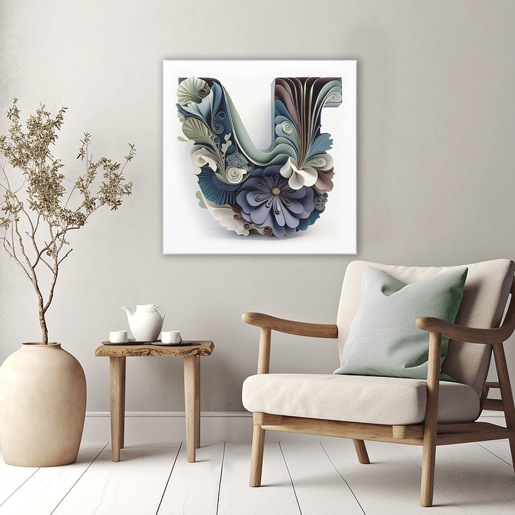 Paper Art Letter "U" Art Canvas