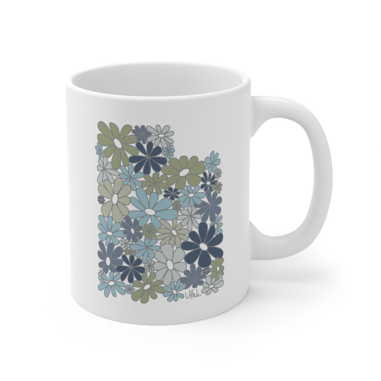 Utah state flower mug blue green olive gray white coffee beverage tea mugs