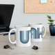 UTAH Mod modern retro 80s design white Mug - Sky Blue striped letters