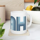 UTAH Mod modern retro 80s design white Mug - Sky Blue striped letters