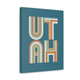 Mod modern retro 80s Design "UTAH" word Art Canvas - Teal blue orange