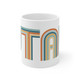 UTAH Mod Modern Retro 80s white Mug - Teal blue, yellow & Orange