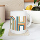 UTAH Mod Modern Retro 80s white Mug - Teal blue, yellow & Orange