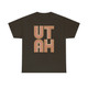 UTAH Mod modern retro 80s striped letters Unisex Heavy Cotton Tee - Desert Pink brown t-shirt