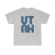 UTAH letters Mod modern retro 80s Unisex Heavy Cotton Tee - Blue gray t-shirt