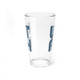 UTAH Mod Pint Glasses, 16oz  Sky Blue color. 16 ounce drinkware, pint drinking glasses, with blue striped "UTAH" letters.