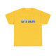 UTAH blue shockwave design t-shirt, Utah short sleeved tee shirts, yellow UT t-shirt