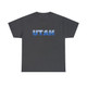 UTAH blue shockwave design t-shirt, Utah short sleeved tee shirts, dark gray UT t-shirt