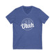 Bloom in the Desert UTAH V-Neck Tee prickly pear cactus retro t-shirt in red, gray, royal blue, navy blue and black