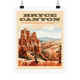 Bryce Canyon National Park Utah Vintage Travel Poster. Southern Utah orange hoodoo retro Art Print.