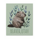 Beaver Utah Floral illustration Green Art Canvas