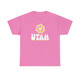 Groovy Yellow daisy Flower "UTAH" short sleeve T-Shirt tee in pink, gray, blue, yellow, white, lime