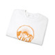 Mountains of Utah Sweatshirt with orange silhouette sun, mountain peaks and Utah souvenir design on white sweatshirt