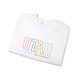 Utah "livin' the dream" modern sweatshirt in a soft color palette on white.