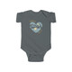 Someone in Utah loves me -blue heart- cute Baby Onesie gift for baby shower, newborn, first birthday on charcoal gray fabric