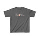 Someone in Utah Loves Me Kids Tee pinks on dark heather gray t-shirt