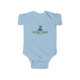 Future Fisher - Baby Child Onesie with baby fisher in greens and blues on light blue onesies.