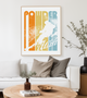 Ski POWDER Utah Poster modern retro mid-century ut Art Print on white with orange mustard yellow and teal blue