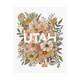 Utah Floral Bouquet Poster Art Print with peach, sage green, mustard yellow and tan colored flowers