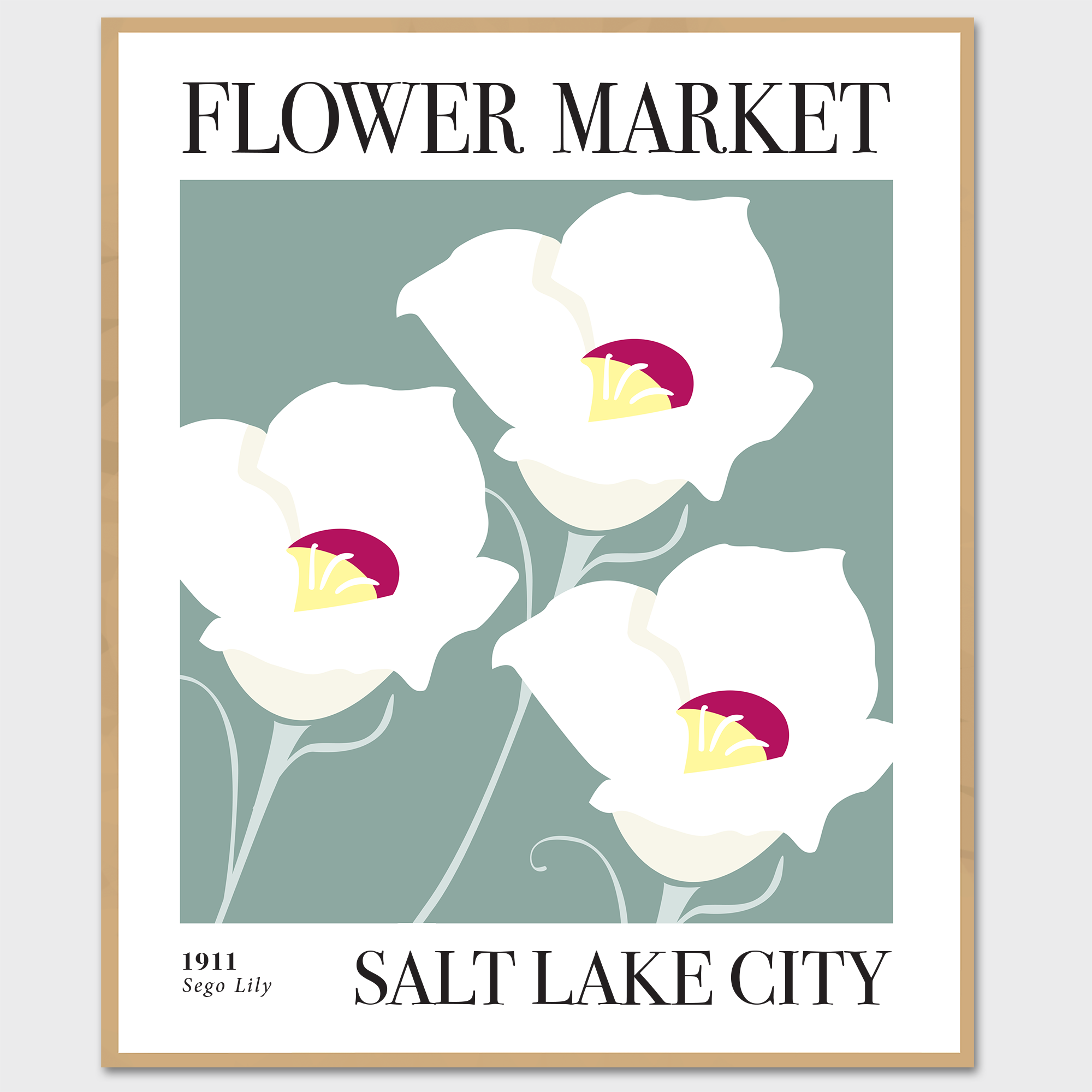 Flower Market Collection Salt Lake City UT Sego Lily art print utah state flower poster