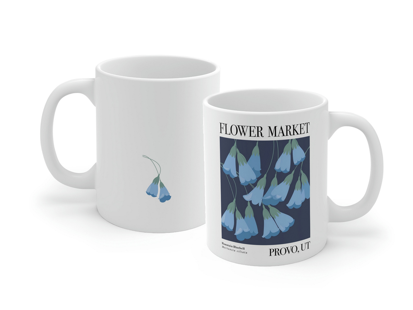 Flower Market Provo UT mountain bluebell gift mug and wall art prints utah