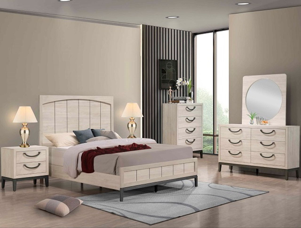 Amalia Queen Size Bedroom Set - Silver