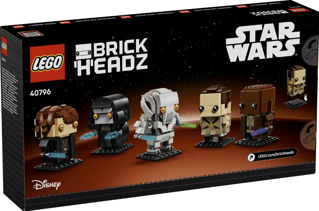 LEGO Set 40796 Revenge of the Sith Heroes & Villains box featuring Star Wars BrickHeadz characters
