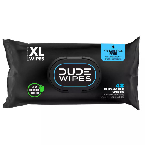 DUDE WIPES Fragrance Free  XL Flushable Wipes [48ct]