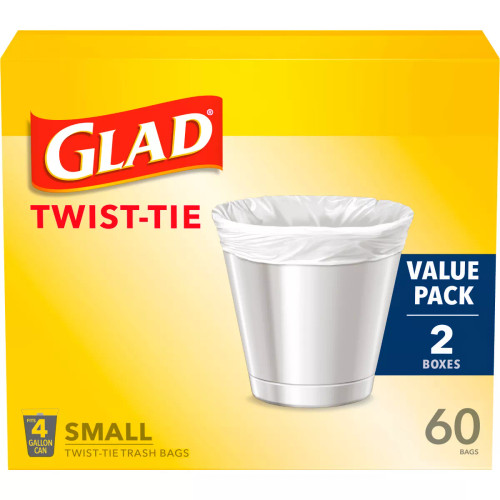 Glad Small Trash Bags White [4gallon/60ct]