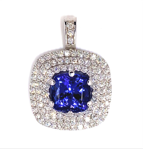 Pendant only; Tanzanite center stone 10.10 cts; Diamonds 2.68 cts - details below Pendant only; Tanzanite center stone 10.10 cts; Diamonds 2.68 cts - details below