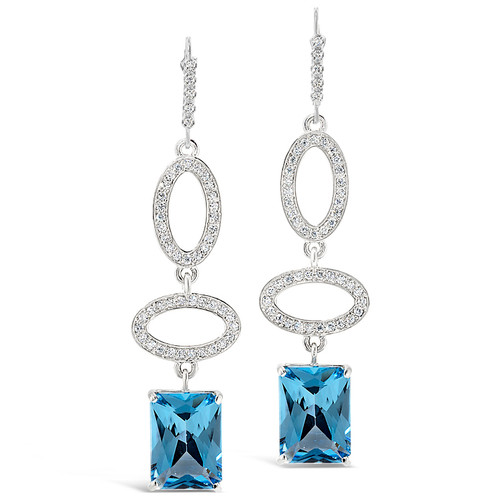 Lever Backs; Blue Topaz stones 15.67 cts; Diamonds 0.87 cts - details below Lever Backs; Blue Topaz stones 15.67 cts; Diamonds 0.87 cts - details below