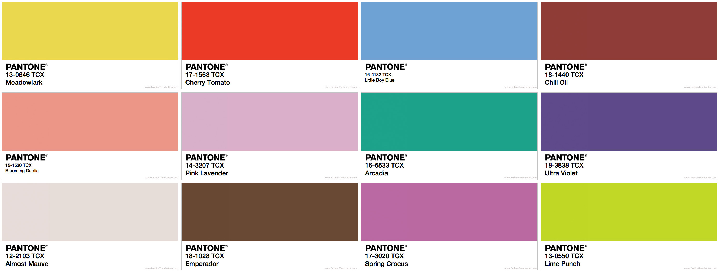 Pantone 2018 Spring Fashion Colors
