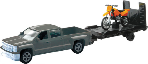 REPLICA 1:43 TRK/TRAILER/BIKE CHEVY SILVER/BIKE ORANGE