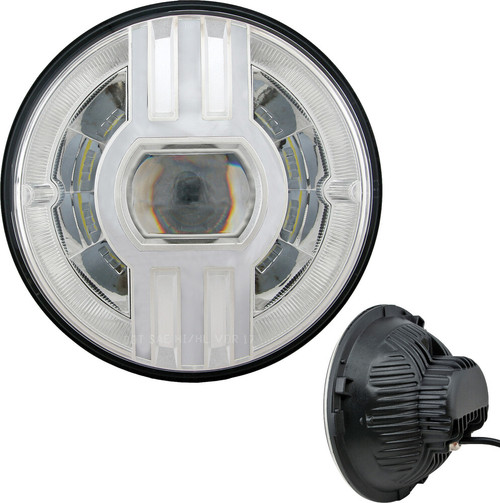 HEADLIGHT 7" BEAST 2 CHROME W/DRIVING LIGHT