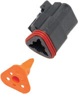 3-WIRE BLACK DEUTSCH PLUG & WDGLCK HD# 72113-94BK
