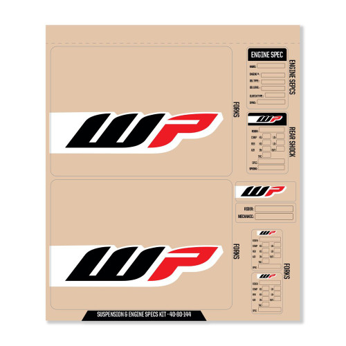 WP DECAL KIT WP FORK/SHOCK/ENG SPEC