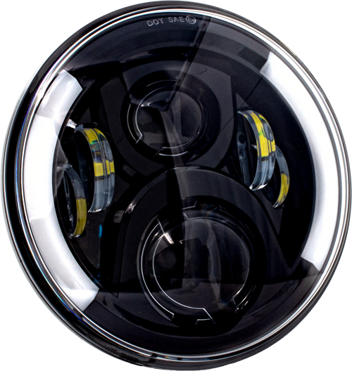 7" LED DELUXE HDLGHT W TURNS BLACK W/ MNT ADAPTER