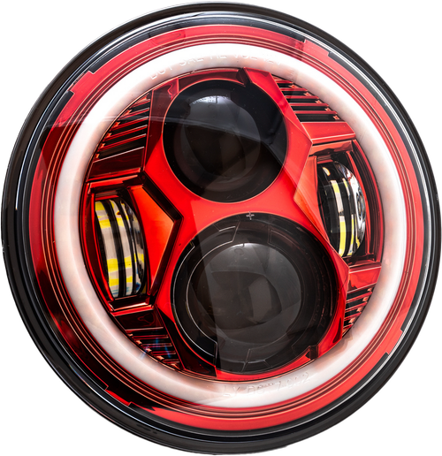 7" LED RED HEADLIGHT HALO W/ MNT ADAPTER