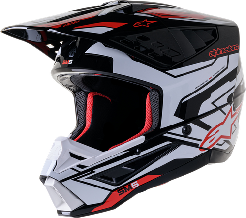 S-M5 ACTION 2 HELMET BLK/WHT/BRT RD GLOSSY 2X