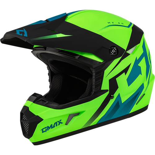 MX-46 COMPOUND HELMET MATTE HI-VIS GREEN/BLK/BLUE LG