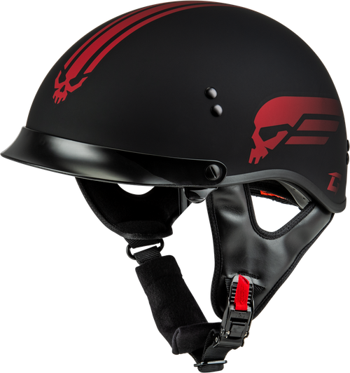 HH-65 RETRIBUTION HELMET W/PEAK MATTE BLACK/RED SM
