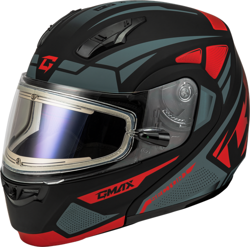 MD-04S SECTOR SNOW HELMET W/ ELEC SHIELD MATTE BLACK/RED MD