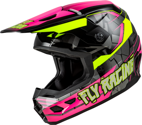 YOUTH KINETIC SCORCHED HELMET NEON PINK/HI-VIS/BLACK YL