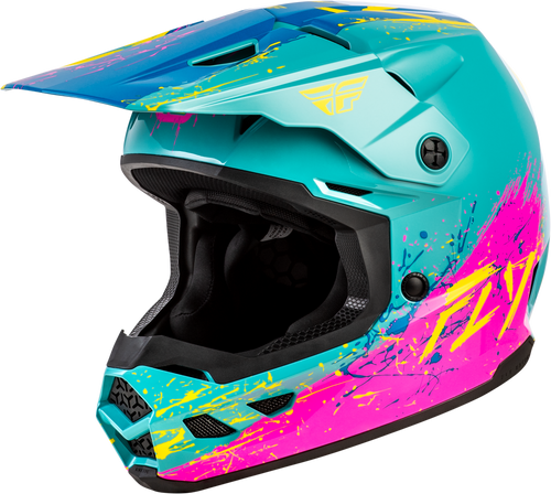 YOUTH KINETIC DRIP HELMET TURQUOISE/PINK/YELLOW YL