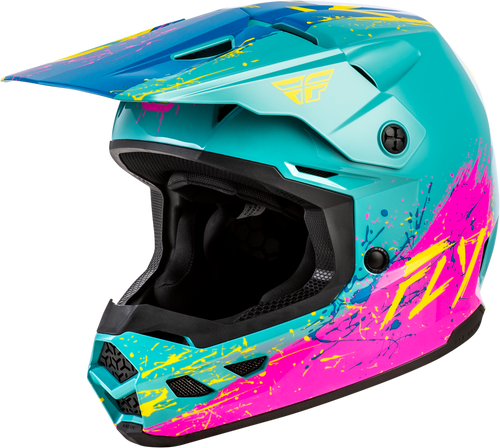 YOUTH KINETIC DRIP HELMET TURQUOISE/PINK/YELLOW YS