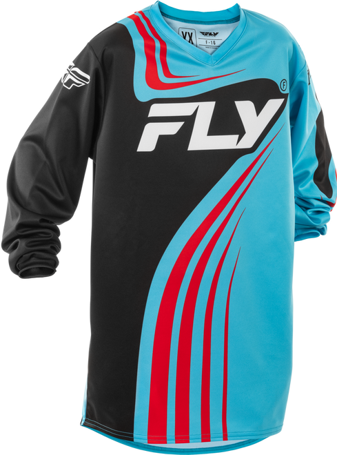 YOUTH F-16 JERSEY CYAN/BLACK/RED YL