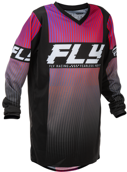 YOUTH F-16 JERSEY BLACK/RED/PURPLE YXL