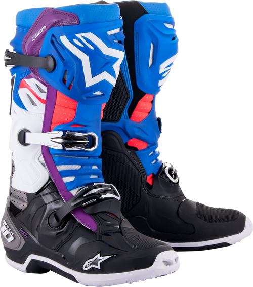 TECH 10 SUPERVENTED BOOTS BLK/ENAMEL BLU/PUR/WHT SZ 10