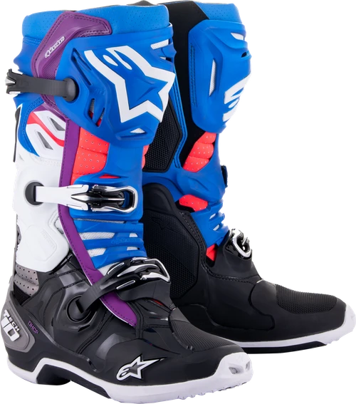 TECH 10 SUPERVENTED BOOTS BLK/ENAMEL BLU/PUR/WHT SZ 10