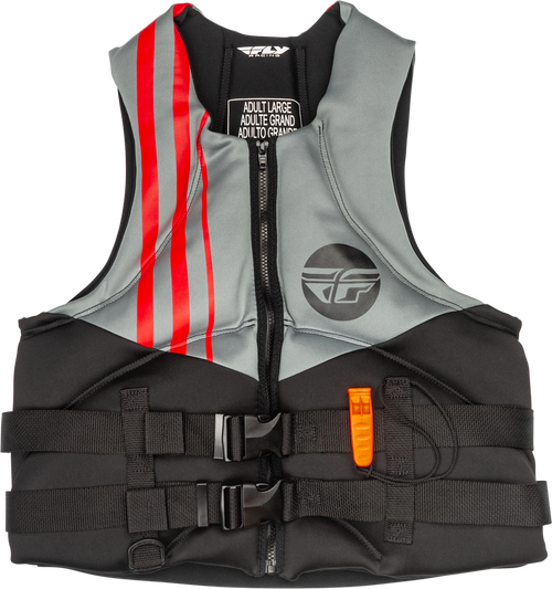 NEOPRENE FLOTATION VEST BLACK/GREY/RED LG